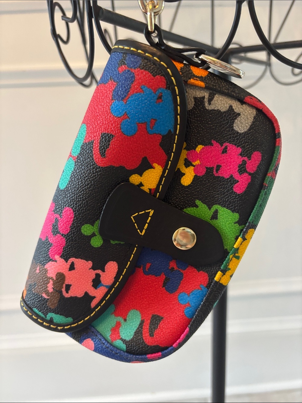 Dooney & Bourke Black Multicolor Mickey Print Key Pouch
